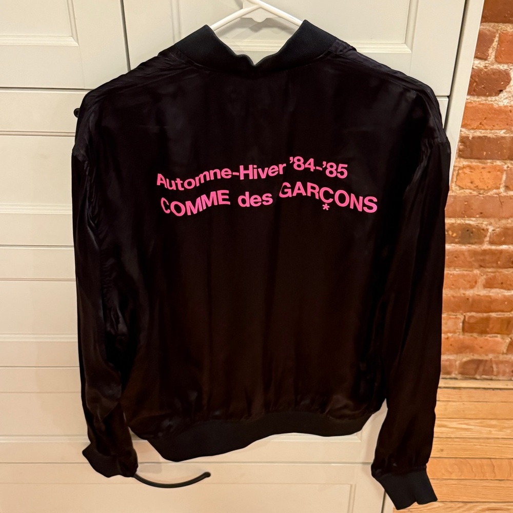 Comme des Garcons Black Jacket with Pink Text worn twice!